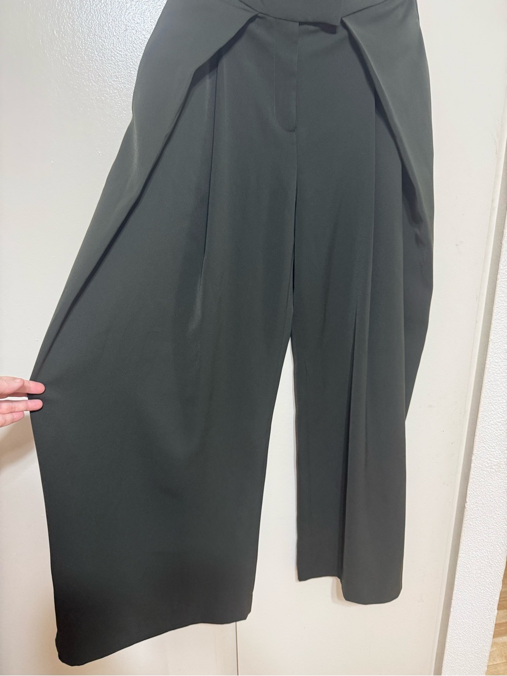 Zara Dark Green Extra Wide Leg Dress Pants High Rise Tailored S - Picture 7 of 8